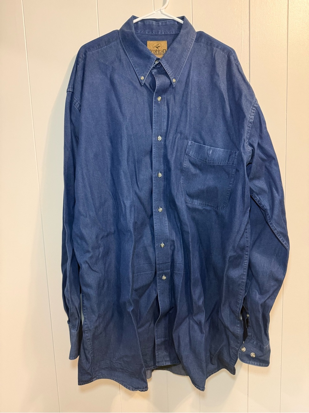 RedHead Men's Denim Button-Down Long Sleeve Shirt 2XLT 100% Cotton